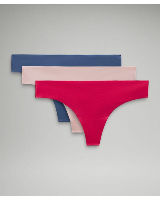 lululemon athletica Pink Invisiwear Mid-rise Thong Underwear 3 Pack