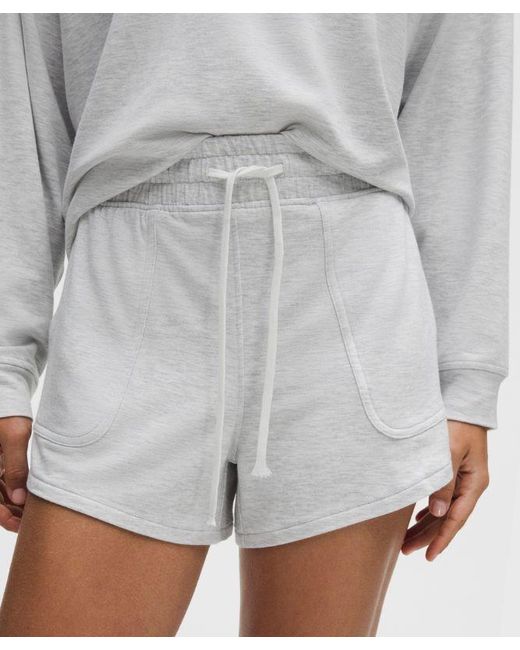 lululemon athletica Gray – Becalm Mid-Rise Wide-Waistband Shorts – 3" – Color Light/ – Size Large