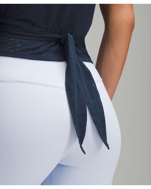 lululemon athletica Blue Tie-waist Breathable Short-sleeve Shirt