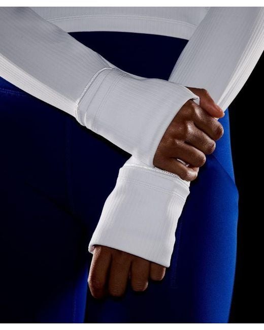 lululemon athletica White – It's Rulu Ribbed Cropped Half Zip Long-Sleeve Top – – Size Large