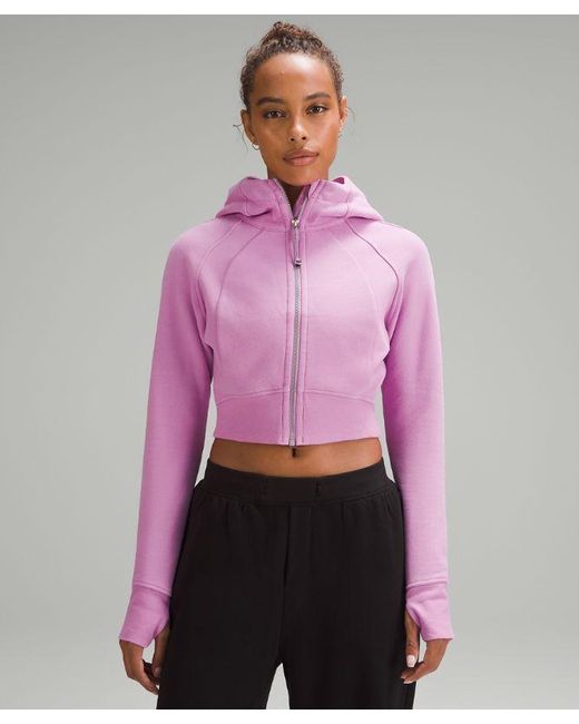 lululemon athletica Purple Scuba Full-zip Cropped Hoodie - Color Pink - Size 10