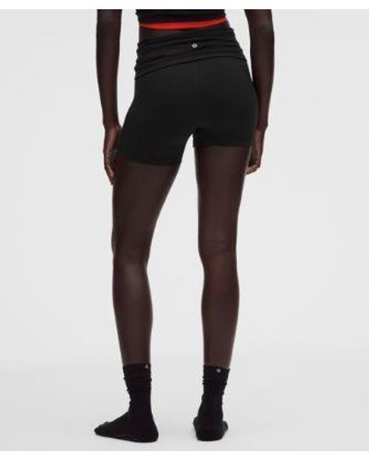 lululemon athletica Black Groove Foldover Mid-Rise Short 4"