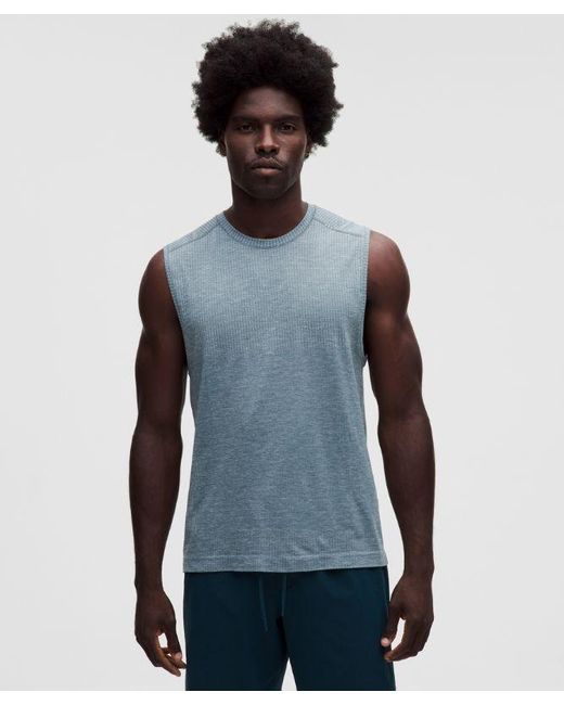 lululemon athletica Blue – Metal Vent Tech Sleeveless Shirt Fit – Color Pastel/ – Size Large for men
