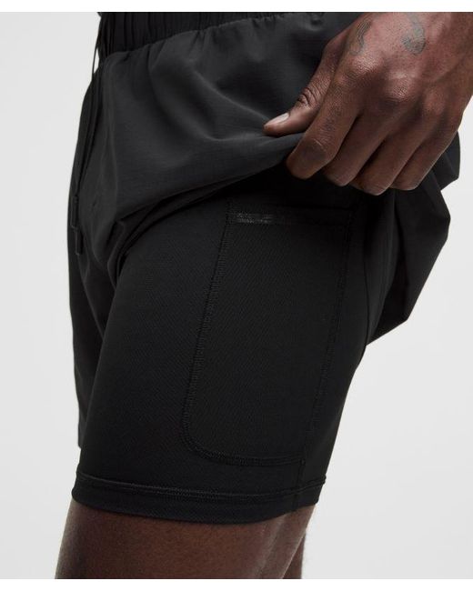 lululemon athletica Black – Mile Maker Lined Shorts – 6" – – for men