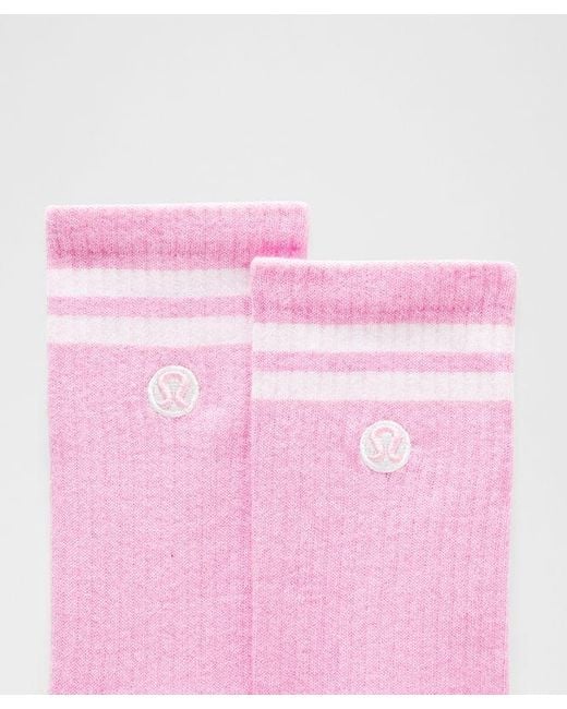 lululemon athletica Pink – Daily Essential Crew Socks Stripe – – Size Large