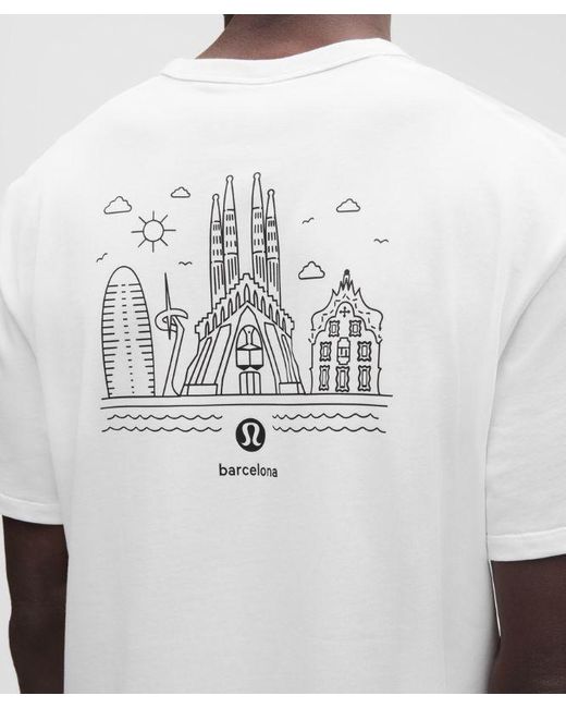 lululemon athletica White – Cotton Jersey T-Shirt Barcelona – – Size Large for men