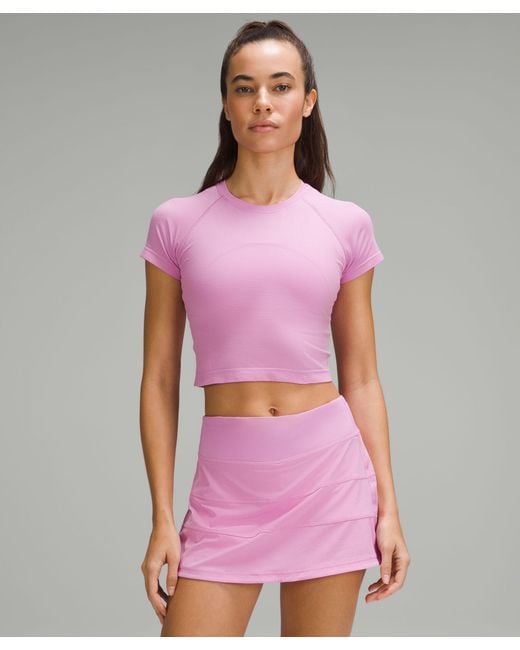 lululemon athletica Purple Swiftly Tech Cropped Short-sleeve Shirt 2.0 - Color Pink - Size 14