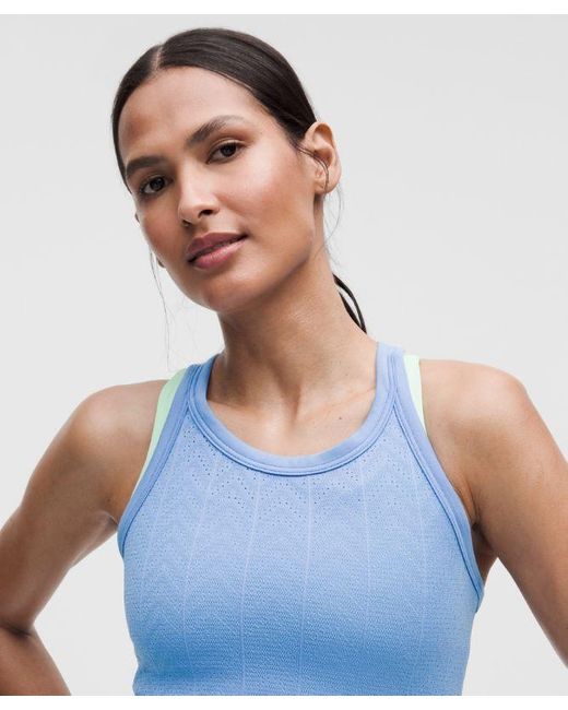 lululemon athletica Blue Swiftly Pointelle Cropped Racerback Tank Top