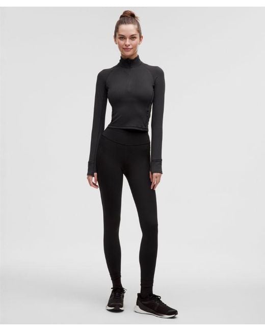 lululemon athletica Black It's Rulu Ribbed Cropped Half Zip