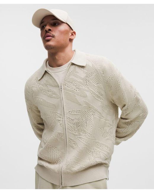 lululemon athletica Natural – Knit Full-Zip Sweater Slnsh Collection – Cotton-Blend – Color Khaki – Size Large for men