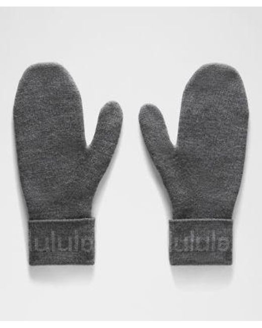 lululemon athletica Gray – Wordmark Merino Mittens – – Size Medium/Large