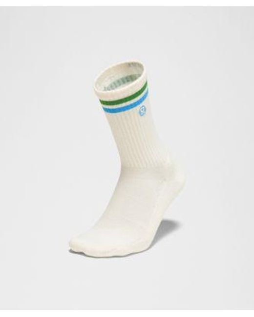 lululemon athletica White – Daily Essential Crew Socks Stripe – – Size Large