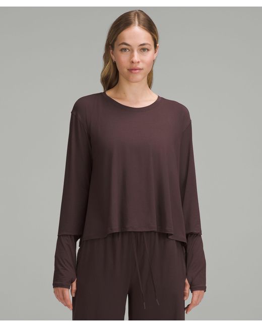 lululemon athletica Brown Modal Relaxed-fit Lounge Long-sleeve Shirt