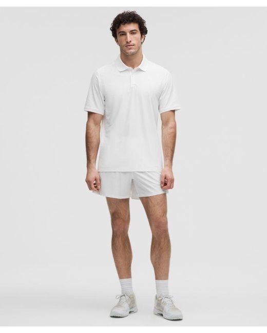 lululemon athletica White Striped Mesh Tennis Short 5" for men