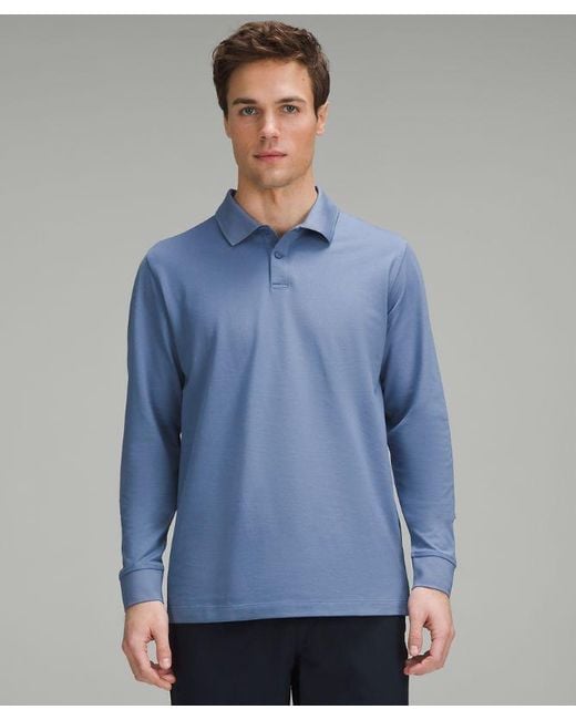 lululemon athletica Blue – Classic-Fit Pique Long-Sleeve Polo Shirt – – for men