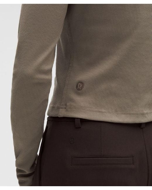 lululemon athletica Brown – Little Ribbed Long-Sleeve Tee – – Size 6