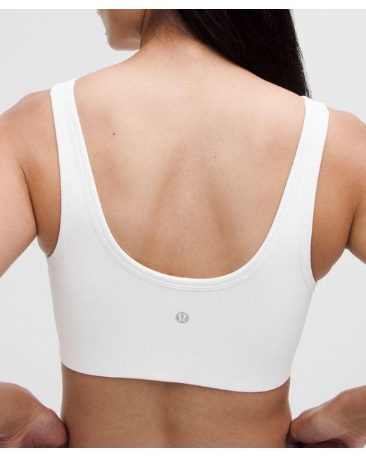 lululemon athletica White – Nulu Ribbed Scoop-Neck Sports Bra Light Support, B/C Cup – – Size Large