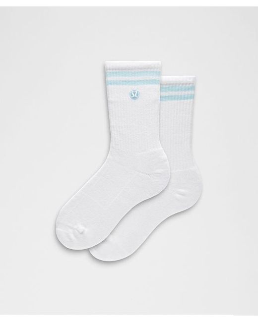 lululemon athletica White – Daily Essential Crew Socks Stripe – –