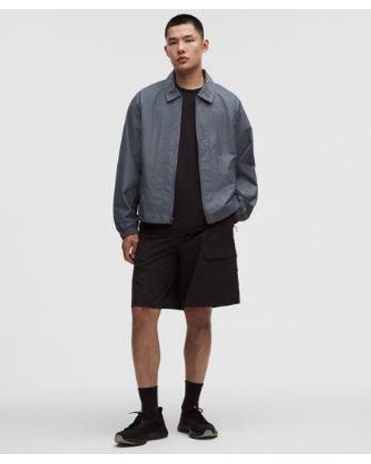 lululemon athletica Gray Cotton-Blend Collared Jacket for men