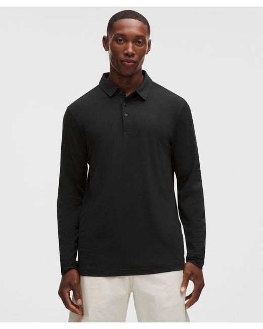 lululemon athletica Black Evolution Long-Sleeve Polo Shirt for men