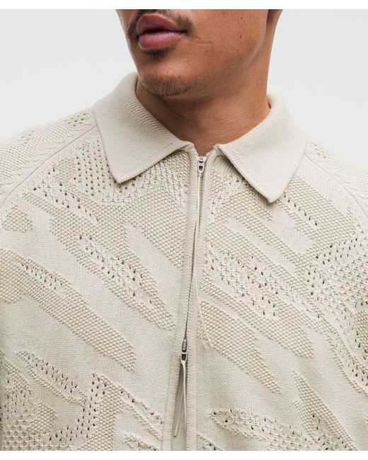lululemon athletica Natural – Knit Full-Zip Sweater Slnsh Collection – Cotton-Blend – Color Khaki – Size Large for men
