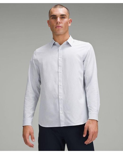 lululemon athletica Gray New Venture Classic-fit Long-sleeve Shirt - Color White/blue - Size L for men