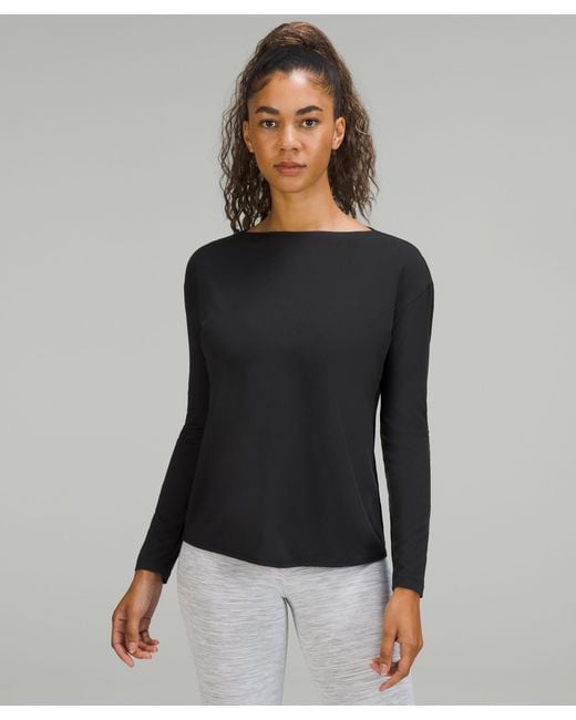 lululemon athletica Modal-blend Open-back Long Sleeve Shirt in Black