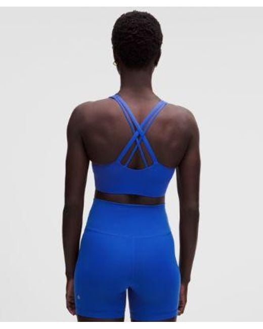 lululemon athletica Blue – Energy High-Neck Longline Sports Bra Medium Support, B–D Cups Evolve Wordmark – – Size Large