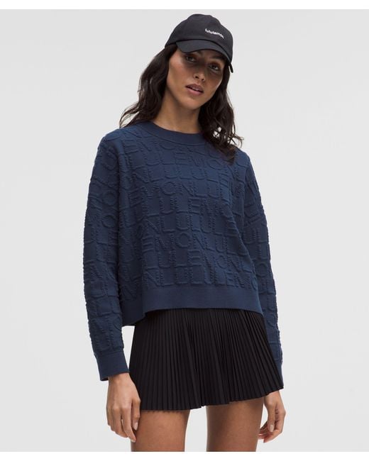lululemon athletica Blue – Jacquard Crewneck Sweater – Cotton-Blend – – Size Large