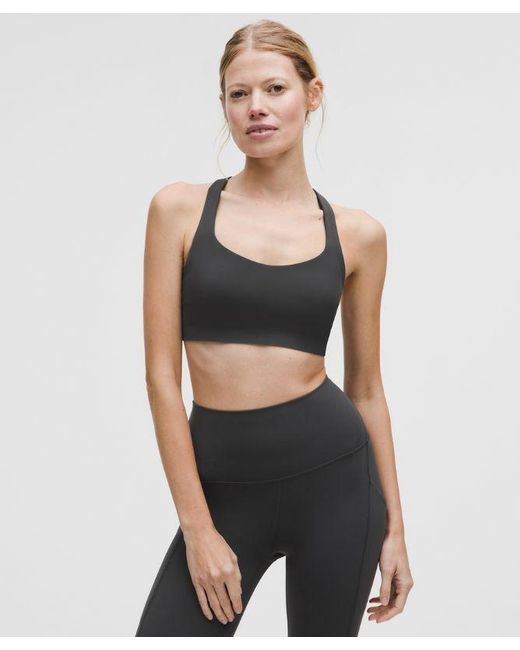 lululemon athletica Gray – Flexyflex Strappy Yoga Sports Bra Light Support, A-C Cups – – Size Large/Xl