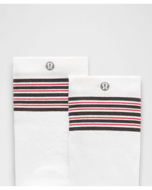 lululemon athletica White – Power Stride Crew Socks Stripe – – Size Medium