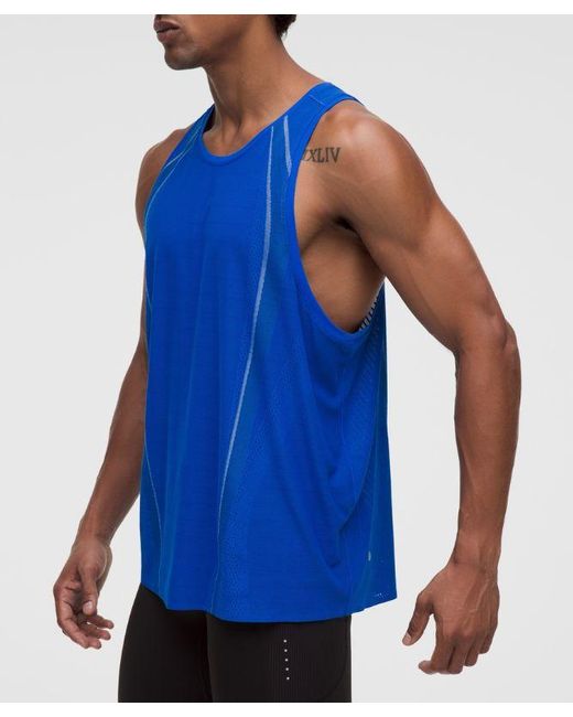 lululemon athletica Blue Fast And Free Airflow Running Singlet for men