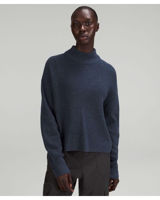 lululemon athletica Merino Wool-blend Ribbed Turtleneck Sweater in Blue |  Lyst