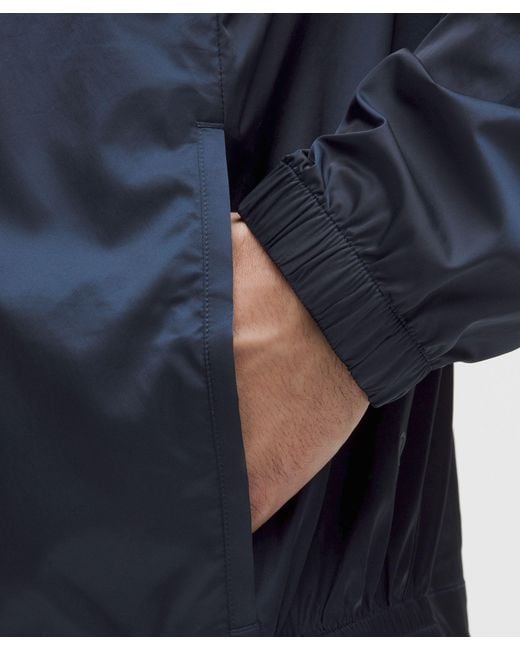 lululemon athletica Blue Stretch Satin Nylon Track Jacket for men