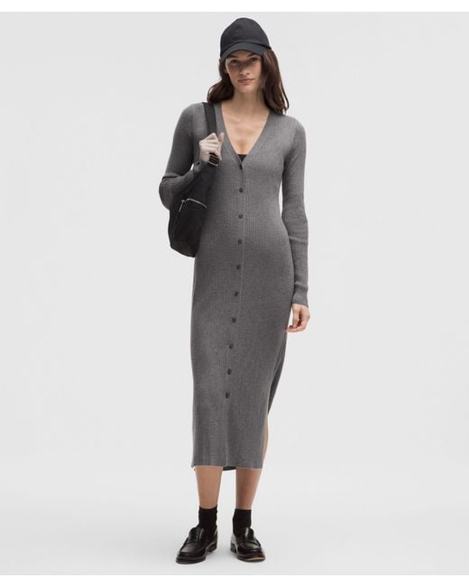 lululemon Women's Gray Micro Cable Merino-Blend Buttoned Midi Dress -  www.hospizverein-ansbach.de