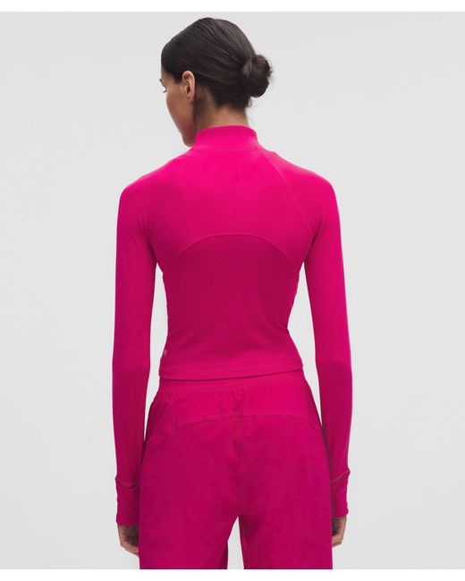 lululemon athletica Pink It's Rulu Ribbed Cropped Half Zip