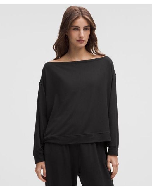 lululemon athletica Black Becalm Oversized Boatneck Long-Sleeve Shirt