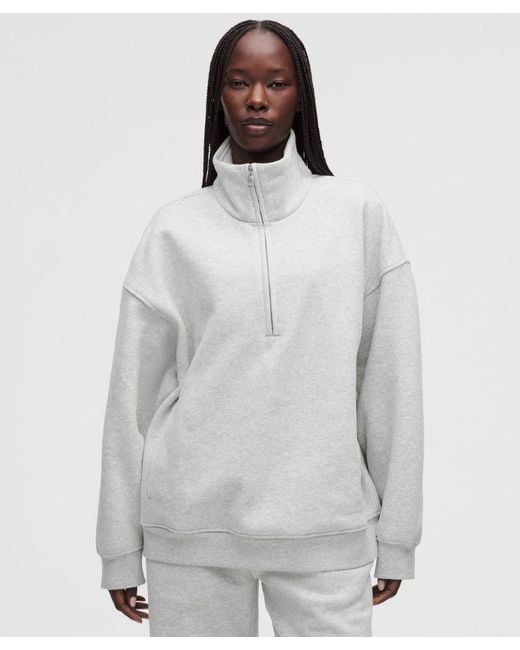 lululemon athletica Gray – Steady State Superloft Oversized Funnel-Neck Half Zip Sweatshirt – Color Light/ – Size Large