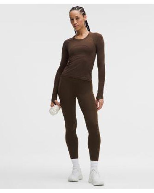 lululemon athletica Brown – Swiftly Tech Long-Sleeve Shirt 2.4 Waist Length – – Size 4