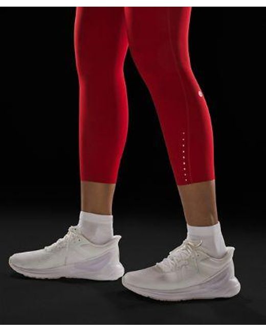 lululemon athletica Fast And Free High-rise Crop Pants Pockets - 23" - Color Dark Red/neon/red - Size 0