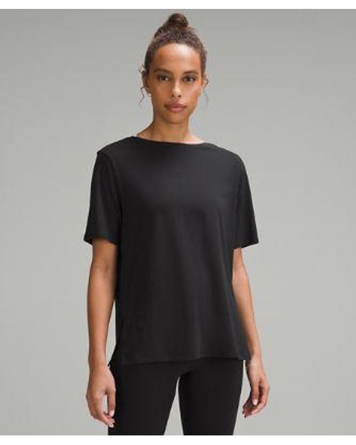 lululemon athletica Black Relaxed-fit Boatneck T-shirt