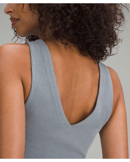 lululemon athletica Blue Ribbed Softstreme Cropped Tank Top