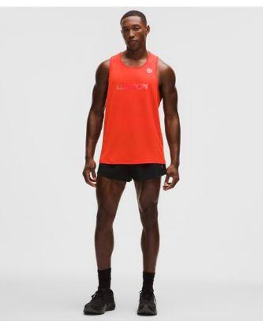 lululemon athletica Red – Fast And Free Tank Top Perforated Stripe London '26 – – Size Large for men