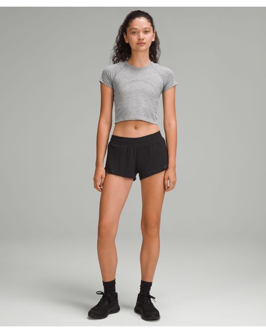 lululemon athletica Gray Swiftly Tech Cropped Short-Sleeve Shirt 2