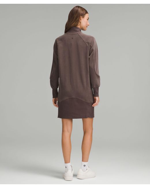 lululemon softstreme long sleeve half zip dress NWM Lululemon Softstream Half-Zip Mini Dress in Sequoia M