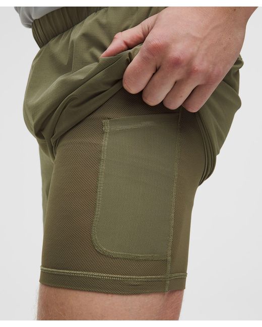 lululemon athletica Natural Mile Maker Run Crew Ripstop Lined Short 6" for men