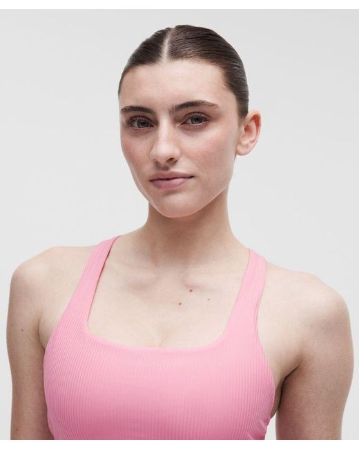 lululemon athletica Red – All-Time Hero Ribbed Sports Bra Medium Support, B/C Cup – – Size Large