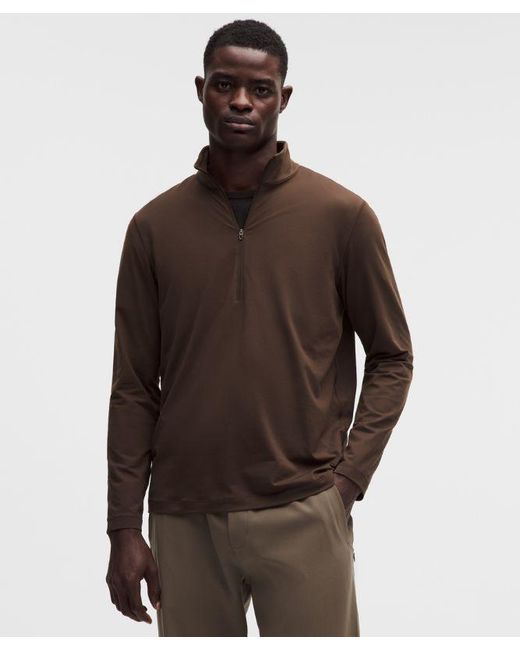lululemon athletica Brown – Soft Jersey Half Zip Long-Sleeve Top – – Size Medium for men