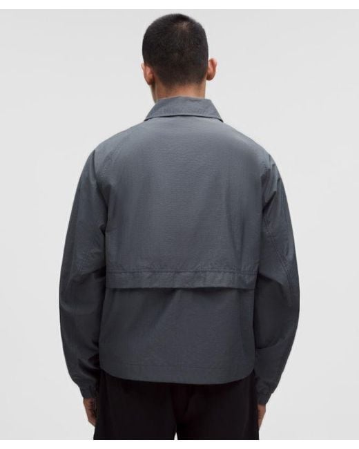 lululemon athletica Gray Cotton-Blend Collared Jacket for men
