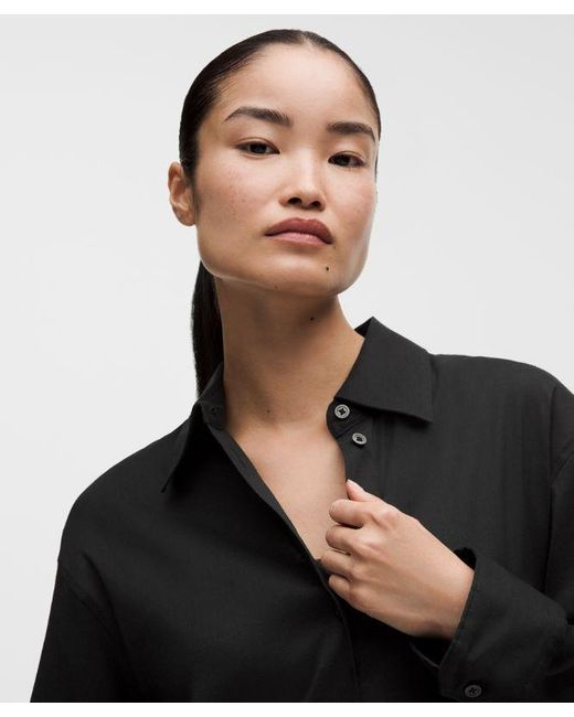 lululemon athletica Black – Lululinen Relaxed-Fit Long-Sleeve Button Up – – Size Large